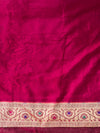 Banarasee Handwoven Georgette Saree With Zari Buta Work & Border-Magenta