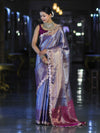 Banarasee Handloom Dual Tone Tissue Saree With Zari Weaving Floral Work & Lace Border-Blue & Violet