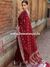 Banarasee Handwoven Semi-Chiffon Saree With Silver Zari Design-Maroon