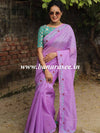 Banarasee Chanderi Cotton Hand-Embroidered Saree-Purple