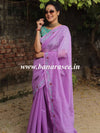 Banarasee Chanderi Cotton Hand-Embroidered Saree-Purple