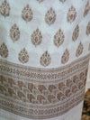 Banarasee Salwar Kameez Soft Cotton Resham Buti Fabric With Sea Green Dupatta-White