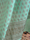 Banarasee Salwar Kameez Soft Cotton Resham Buti Fabric With Sea Green Dupatta-White
