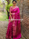 Banarasee Handwoven Pure Silk Cotton Saree With Zari Buti & Border-Pink