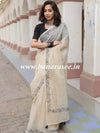 Banarasee Mix Organza Hand-Embroidered Saree-Beige