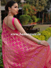 Banarasee Bandhini Work Pure Khaddi Chiffon Silk Sari With Buta Design-Pink