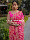 Banarasee Bandhini Work Pure Khaddi Chiffon Silk Sari With Buta Design-Pink
