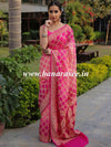 Banarasee Bandhini Work Pure Khaddi Chiffon Silk Sari With Buta Design-Pink
