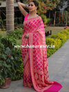 Banarasee Bandhini Work Pure Khaddi Chiffon Silk Sari With Buta Design-Pink