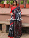 Handloom Mul Cotton Hand-block Print Saree-Grey