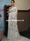 Banarasee Kota Doria Floral Embroidered Saree-White