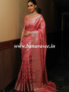 Banarasee Faux Georgette Saree With Silver Zari & Resham Jaal Work-Peach