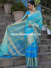 Banarasee Organza Silk Mix Saree With Shibori Dye & Zari Border-Blue
