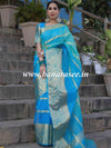 Banarasee Organza Silk Mix Saree With Shibori Dye & Zari Border-Blue