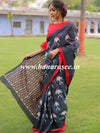 Handloom Mul Cotton Hand-block Print Saree-Grey
