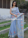 Banarasee Chanderi Cotton Floral Embroidered Saree-Grey