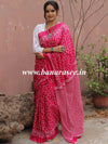 Handloom Mul Cotton Hand-block Print Saree-Pink