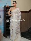 Banarasee Kota Doria Floral Embroidered Saree-White