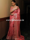 Banarasee Faux Georgette Saree With Silver Zari & Resham Jaal Work-Peach