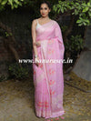 Banarasee Chanderi Cotton Floral Embroidered Saree-Pink