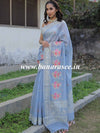 Banarasee Chanderi Cotton Floral Embroidered Saree-Grey