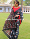 Handloom Mul Cotton Hand-block Print Saree-Grey