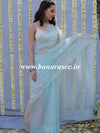 Banarasee Handwoven Organza Silk Floral Embroidered Saree-Pastel Green