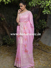 Banarasee Chanderi Cotton Floral Embroidered Saree-Pink