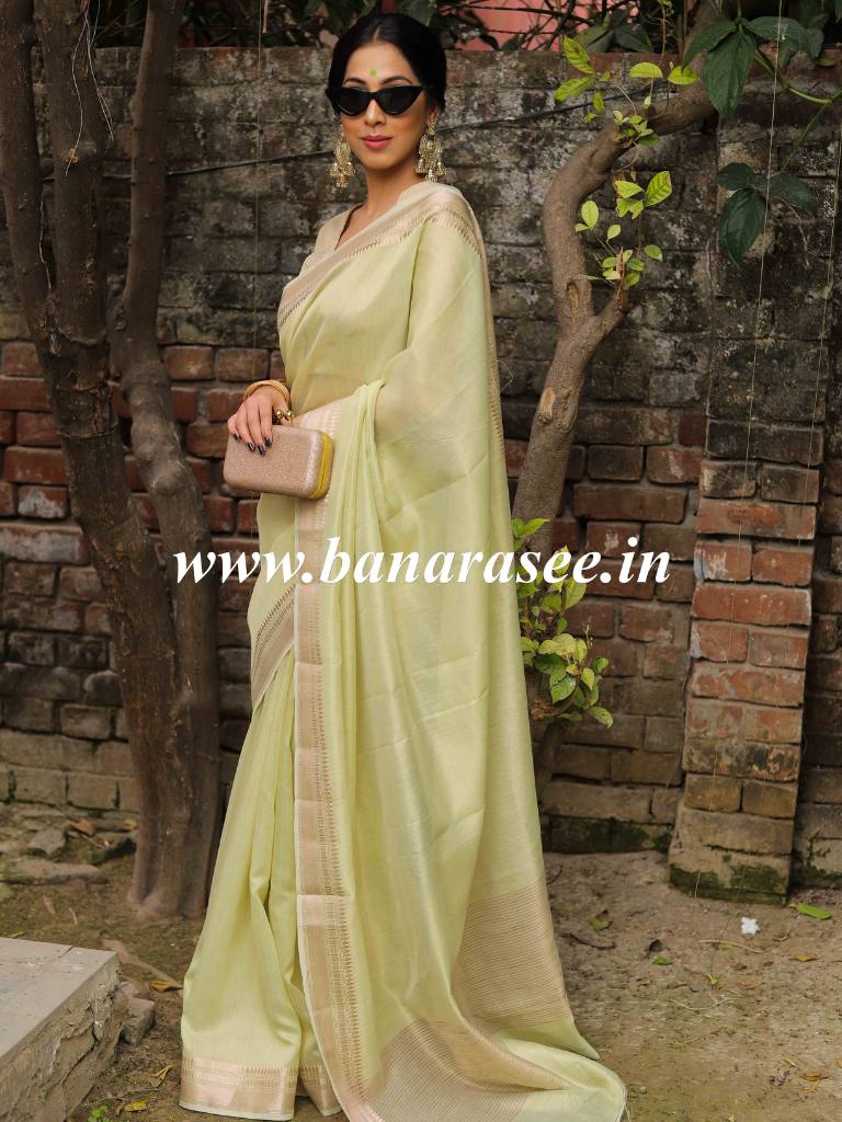 Banarasee Tissue Saree-Green