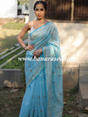 Banarasee Chanderi Cotton Floral Embroidered Saree-Pastel Blue