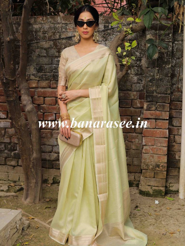 Banarasee Tissue Saree-Green