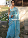 Banarasee Chanderi Cotton Floral Embroidered Saree-Pastel Blue