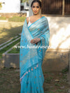 Banarasee Chanderi Cotton Floral Embroidered Saree-Pastel Blue