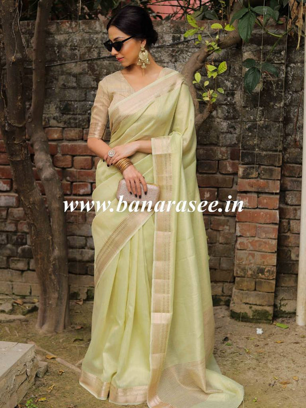 Banarasee Tissue Saree-Green