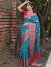 Banarasee Cotton Silk Mix Saree With Zari Paisley Buta-Rama Green