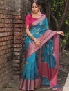 Banarasee Cotton Silk Mix Saree With Zari Paisley Buta-Rama Green