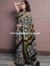 Linen Cotton Bagru Hand-Block Printed Saree-Black