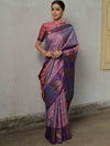 Banarasee Handwoven Soft Semi Silk Saree With Contrast Border Design-Purple (Dual Tone)
