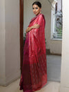 Banarasee Handwoven Soft Semi Silk Saree With Contrast Border Design-Peach