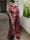 Banarasee Handwoven Soft Semi Silk Saree With Contrast Border Design-Fawn