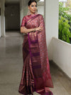 Banarasee Handwoven Soft Semi Silk Saree With Contrast Border Design-Fawn