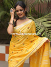 Bhagalpur Linen Cotton Resham Embroidered Saree-Yellow