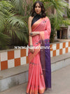 Bhagalpur Linen Cotton Resham Embroidered Saree-Pink