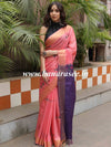 Bhagalpur Linen Cotton Resham Embroidered Saree-Pink