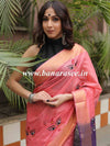 Bhagalpur Linen Cotton Resham Embroidered Saree-Pink