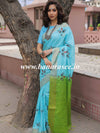 Bhagalpur Linen Cotton Resham Embroidered Saree-Blue