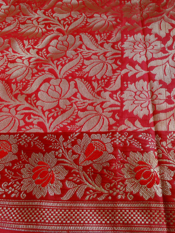 Banarasee/Banarasi Art Silk Sari -Teal Blue And Red