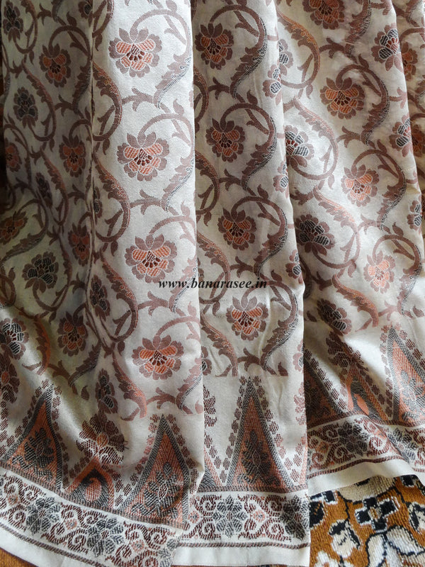 Banarasee/Banarasi Art Silk Saree With Floral Woven Design -Beige