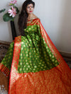 Banarasee/Banarasi Art Silk Sari-Green & Red