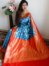 Banarasee/Banarasi Art Silk Sari -Cobalt Blue And Red